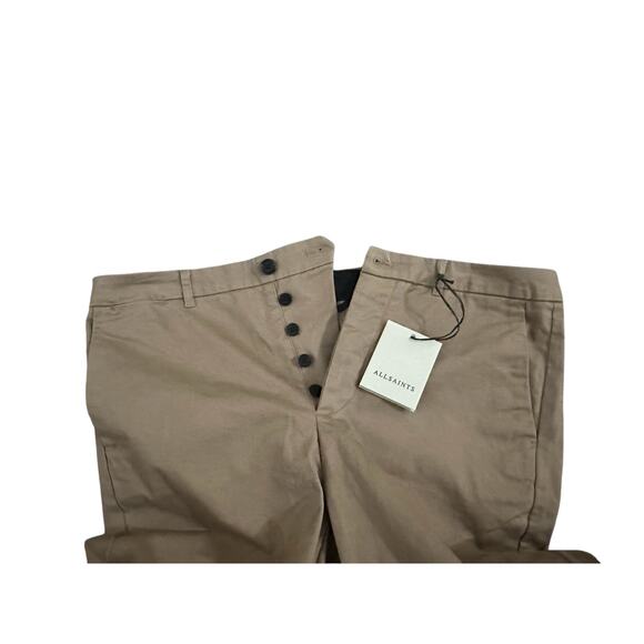 NEW ALLSAINTS Walde Chino Moorland Brown Khaki Size 34 Pants NWT - Picture 3 of 8